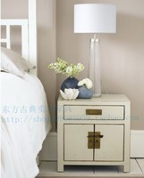 简约床头柜小柜实木榆木家具新中式新古典卧室装饰古典工艺14A47