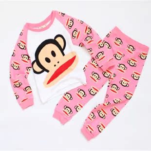 大嘴韩版猴童装2016春季新款儿童内衣睡衣长袖套装纯棉宝宝家居服