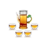 包邮 红茶茶具套装 琉璃双耳杯壶花草玻璃泡茶器 功夫茶玻璃壶