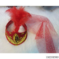 新疆维族帽子 新疆小花帽 新疆帽子带纱头饰 演出表演舞蹈道具