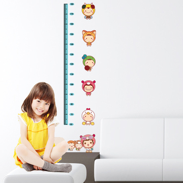 包邮 韩国进口儿童卡通卡哇伊宝宝儿童房身高贴可移除墙贴纸