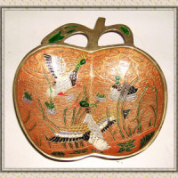 欧洲收藏品~家具工艺品;铜质雕花水果盘 手绘铜盘 A026