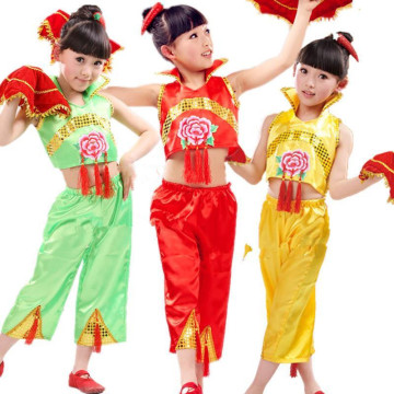 儿童民族舞蹈演出服女童扇子舞手绢舞舞蹈服秧歌舞台表演服中国风