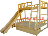 新款实木儿童床 滑梯床 上下床 子母床 带提柜 可定制提柜滑梯