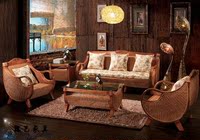 厂家直销 印尼藤五件套真藤沙发客厅组合系列真藤家具择美家具