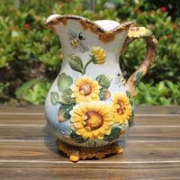 包邮方亚太阳花陶瓷花瓶摆件创意花瓶摆件装饰品客厅摆件陶瓷花瓶