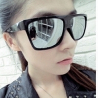 韩版明星款男女士潮人防紫外线太阳镜复古墨镜超大框反光遮阳眼镜