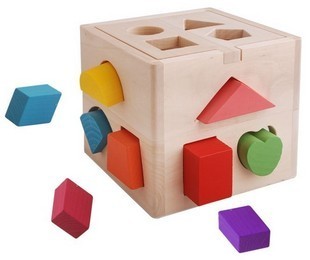 正品 益智积木玩具 颜色形状分辨 木质十三孔智力盒 婴儿益智玩