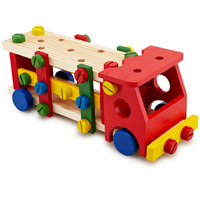 木质益智儿童玩具 木玩敲击拆装工具车 拼装螺母车螺丝车 0.65
