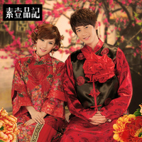 中式男女结婚礼红色新娘敬酒秀和禾礼服古装旗袍影楼写真情侣服装