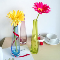 彩色家居装饰花瓶宜家花瓶摆件透明单支玻璃彩色花瓶客厅桌面花瓶