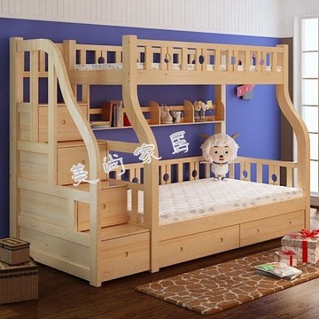 实木儿童床上下床高低床母子床上下铺双层床实木梯柜床木质高低床