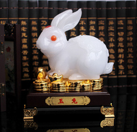 兔子生肖摆件招财玉兔中式复古创意玄关酒柜摆设装饰品情人节礼物