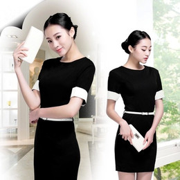 2014新款OL修身职业装 韩版短袖连衣裙 女士正装 工作服 夏季女装