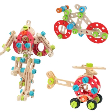 螺丝螺母套装组合益智拆装螺母车木制积木儿童益智玩具