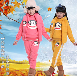 童套装女童加厚三件套冬季棉衣棉袄清仓 中大童运动休闲套装全棉