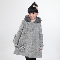特价女童韩版中长款呢子大衣儿童2015冬装时尚公主大毛领毛呢外套