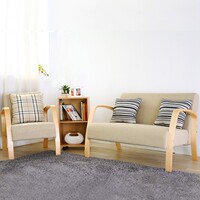 特价超值 小户型单人 双人简易沙发组合 环保亚麻布客厅木质沙发