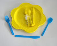 16件套环保塑料儿童餐具时尚便携餐具套装筷子勺子叉子创意餐具