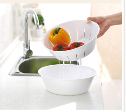 双层塑料沥水篮厨房洗菜滴水筛漏水水果盆 加厚圆形沥水盆包邮