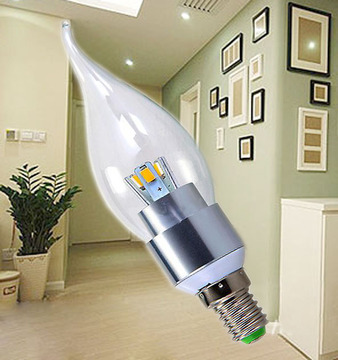 3W 5W白光LED蜡烛灯泡 E14小螺口360度发光水晶灯 暖光节能灯光源