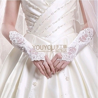 韩版新娘婚纱手套刺绣蕾丝花边手套婚礼拍照礼仪手套婚礼