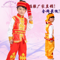 六一儿童演出服苗族男童演出表演舞蹈服装土家族白族羌族服带头饰