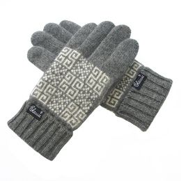 CLASSIC-经典冬季男士双层加厚纯羊毛保暖手套 商务高档毛线精品