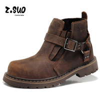 ZSUO走索2015春冬季中性马丁靴短筒圆头短靴纯色军靴女靴拍立减30