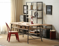 美式乡村铁艺实木设计师餐桌实木做旧办公桌会议桌工作台复古书桌