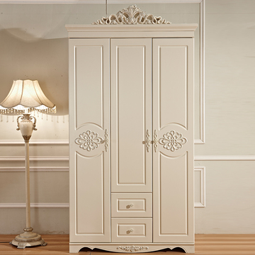欧式家具实木衣柜烤漆大衣橱象牙白色衣柜简约古典衣柜法式大衣柜