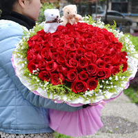情人节长沙实体花店99朵红玫瑰蓝玫瑰生日鲜花速递株洲岳麓开福区