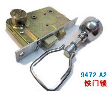 铁插芯门锁：丰收牌9472-A2老式铁门锁 铜锁芯双头 防盗门锁 铁锁
