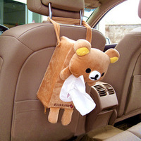 车用卡通椅背挂式纸巾盒 可爱轻松小熊 纸盒套车载汽车用品