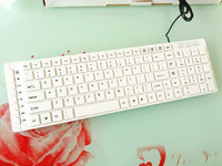 [白色]简约多媒体键盘 USB接口 巧克力键盘 办公键盘