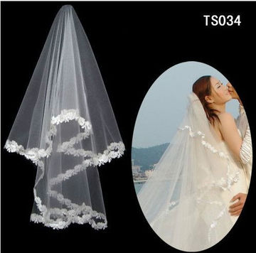 新娘韩式头纱 1.5米电脑花边头纱 长头纱 造型头纱 婚纱配饰批发