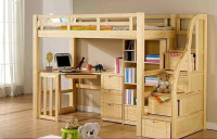 特价实木床 儿童床 高架床 书桌书柜提柜组合床 加固加厚松木板材