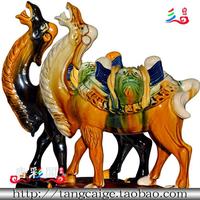 唐三彩马陶瓷骆驼工艺品摆设件家居具