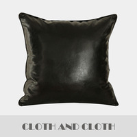 布和布家纺 现代大气黑色皮革靠枕靠垫抱枕家居样板房沙发床头