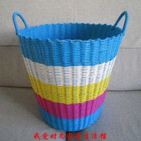 塑料管编织脏衣篮藤编脏衣服收纳筐洗衣篮篓大号玩具箱储物桶包邮
