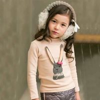 韩国韩版童装冬款加绒加厚打底衫儿童宝宝兔子印花针织衫女童上衣