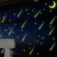 卡通可爱儿童房月亮飞船小星星夜光贴幼儿园教室装饰荧光贴墙贴纸