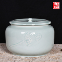 景德镇精品雕刻茶叶罐陶瓷储物罐密封尚贤手艺以实物为准