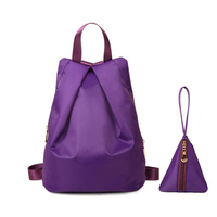 背包 女 双肩 牛津布新款大容量书包紫色休闲包防水防盗子母包