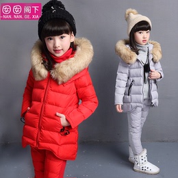 童装女童套装冬装加绒加厚三件套 中大儿童小孩卫衣马甲冬季衣服
