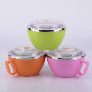 2015新款大号不锈钢高盖泡面杯碗带盖手柄不锈钢餐具韩式泡面汤碗