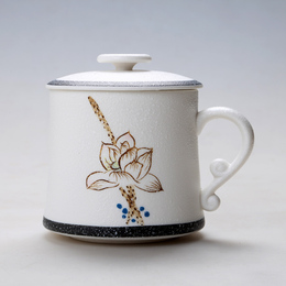 景德镇茶杯陶瓷带盖过滤泡茶杯办公杯会议个人水杯青花瓷功夫茶具