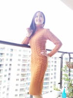 2015韩版秋冬新品高领毛衣女套头中长款外套针织打底衫包臀连衣裙