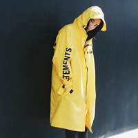 韩国风潮牌防水风衣长款雨衣 个性多功能连帽风衣超宽松雨披男潮