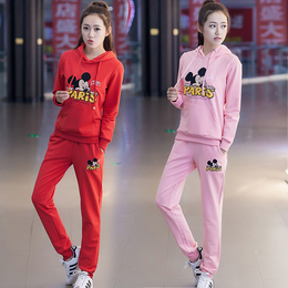 2015新款秋装学生套装女韩版卡通图案休闲卫衣宽松运动套装两件套